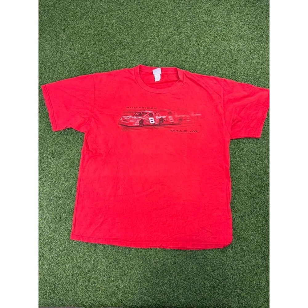 Vintage 90s Chase Authentics Dale Earnhardt Jr. #8 Budweiser T Shirt Mens XL Red